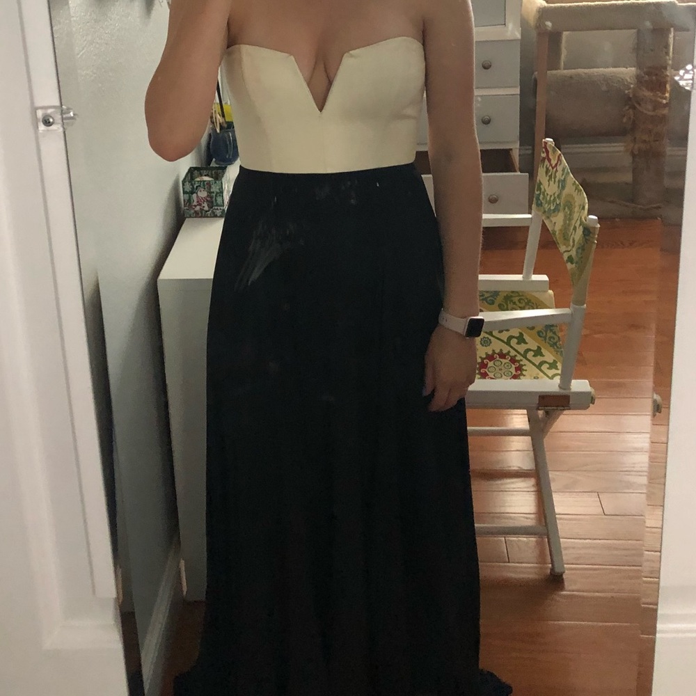 Maxi dress made with lamb skin and 100% silk.